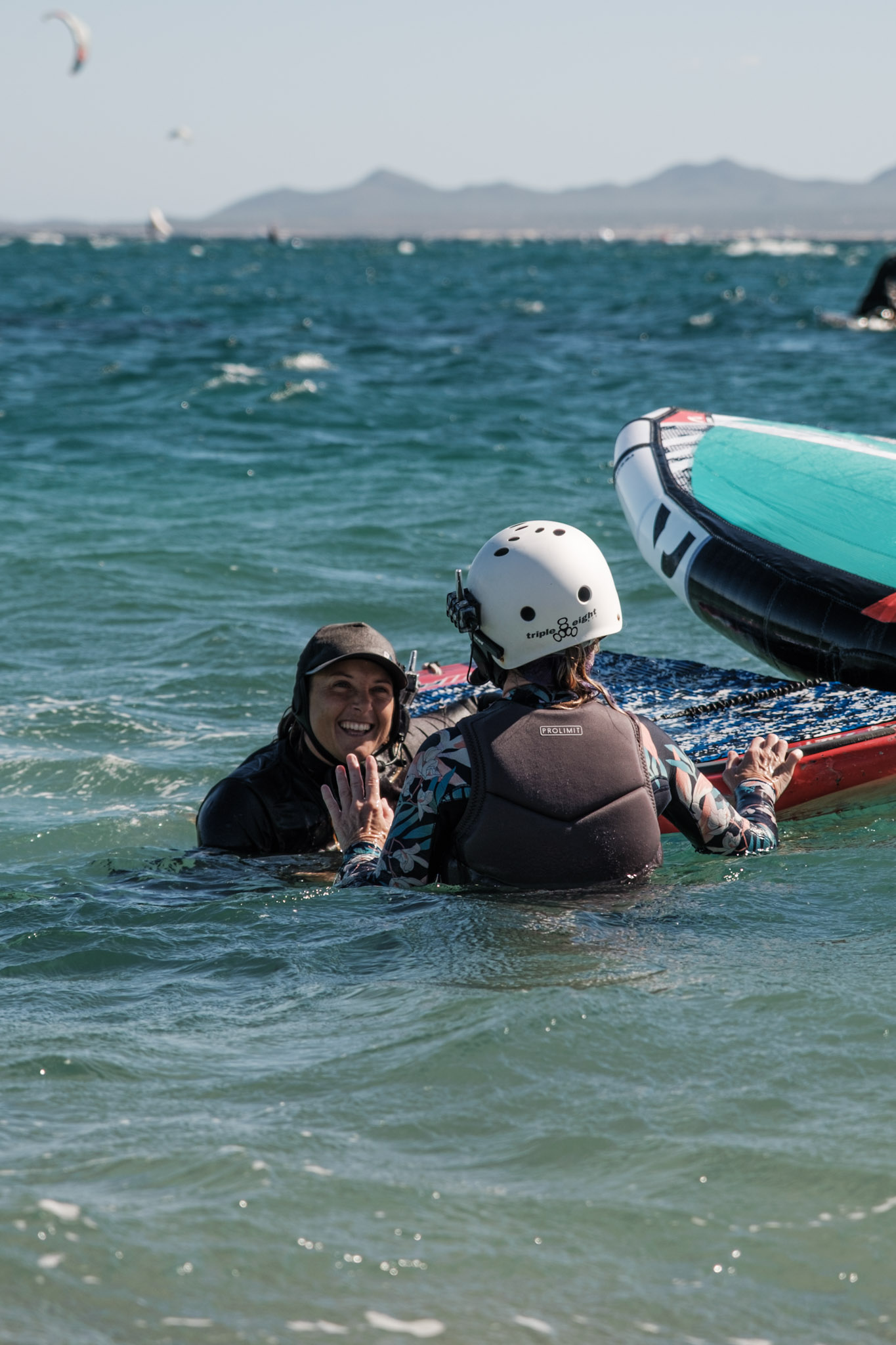 An on-water moment beside a wing and board