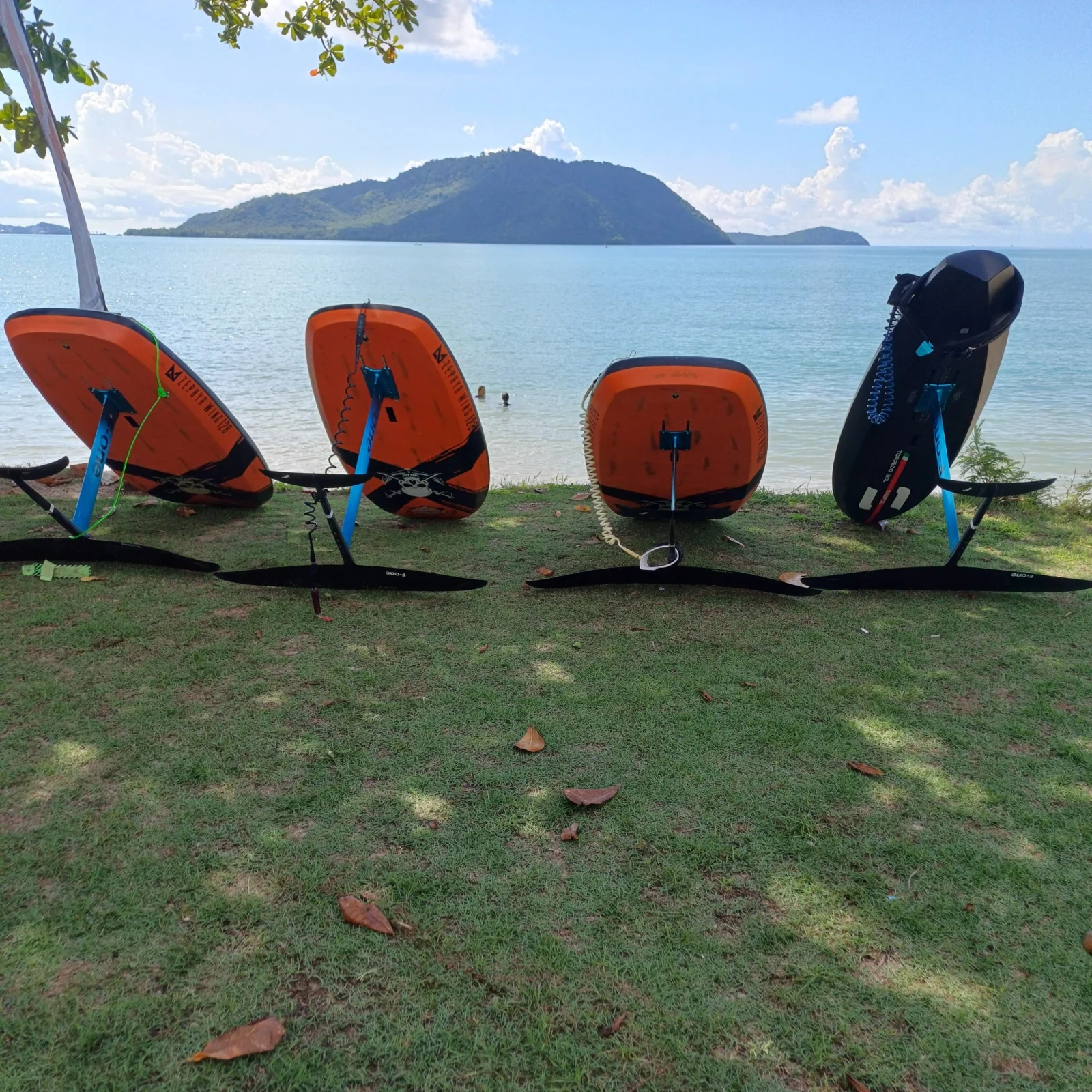 Wing foiling equipment at the KBA waterfront in Phuket
